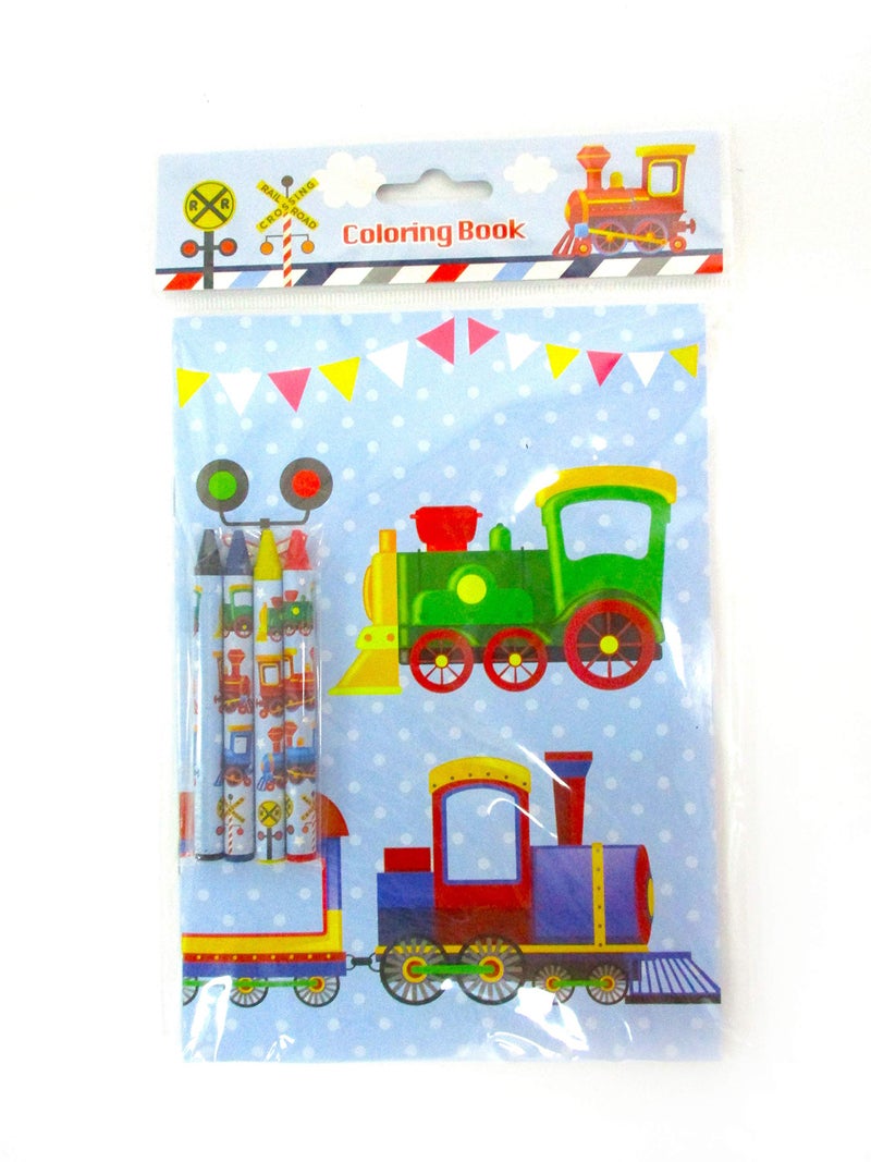 TINYMILLS Train Coloring Book Set with 12 Coloring Books and 48 Crayons Train Birthday Party Favor Bag Filler Rewards Classroom Party Chugga Chugga Two Two Party Favors - Image 4